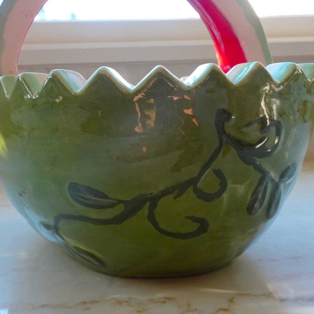 Ceramic Summer Watermelon Fresh Fruit Vegan Display Basket - Picture 4 of 6
